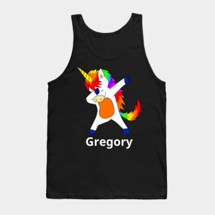Gregory First Name Personalized Dabbing Unicorn Tank Top